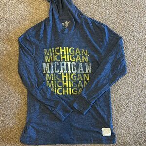 The Original Retro Brand Boys Long Sleeve Hooded Michigan Shirt - Size M